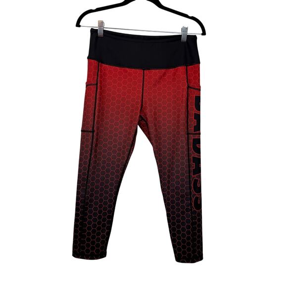CVG Reversible Leggings Size M | Skull Camo & Red Honeycomb “Badass” Print Capri - Picture 4 of 10